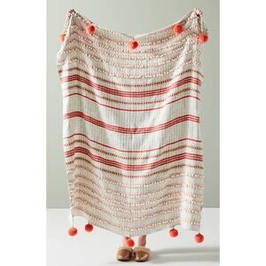 Anthropologie Simone Pom Pom Throw Blanket 50”x60”